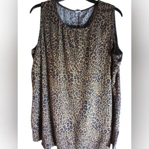 Vtg  Notations Leopard Print Sleeveless Top Vacation Resortwear Office Event